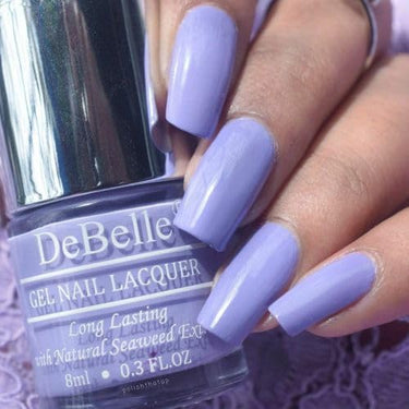 Debelle Gel Nail Polish Blueberry Crepe (Lavender Nail Paint)|Non Uv - Glossy Finish |Chip Resistant | Seaweed Enriched Formula| Long Lasting|Cruelty And Toxic Free| 8Ml